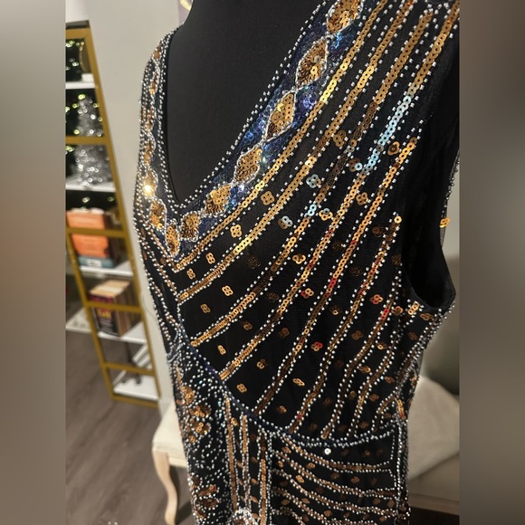 NWT 1920’s Flapper Cocktail Fringe Vintage Embellished Dress size 3XL - Picture 7 of 8